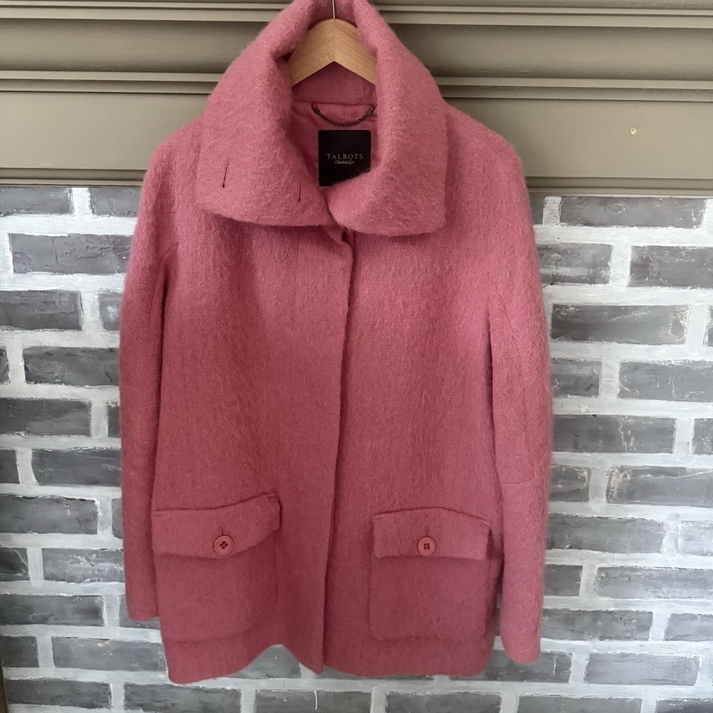 Talbots Wool Coat Womens Size Small Pink Lined Back Vent Pockets Casual Classic